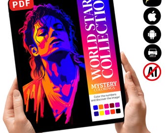 Libro de colorear por números "Estrellas del mundo" / Páginas para colorear de iconos pop (Descarga digital)