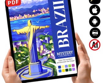 Libro para colorear misterioso de Brasil / Río de Janeiro, Cristo Redentor (Descarga en PDF)