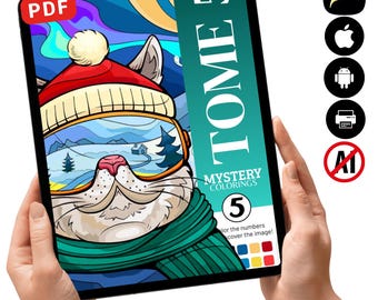 Libro para colorear por números "El misterio del gato de invierno", páginas para colorear para adultos (descarga en PDF)