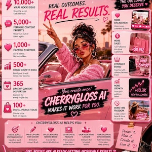 CherryGloss | AI-innehållsskapare för kvinnlig varumärkesbyggande | Mjuk lyxig assistent för sociala medier (digitalt)