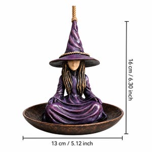 Witch Bird Feeder Resin Hanging Garden Decor, Cottagecore Fairy Garden Sculpture, Whimsical Outdoor Bird Feeder Ornament, Patio Decor image 2