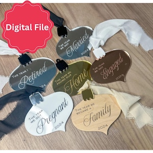 Ensemble SVG d'ornement d'étape | Six motifs gravés pour les événements de la vie (fr) | Fichier découpé et gravé au laser | Fichier de Noël Glowforge | Jalons de la vie