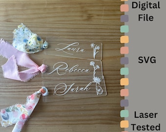 Birth Month Flower Bookmark SVG Bundle: Laser Cut Files (Digital Download)