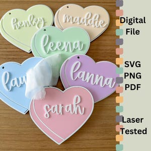 Valentinstag Konversation Herz Korb Tag SVG | Laserschnittdatei für Glowforge und andere Laserdrucker | Personalisierte Anhänger Design |