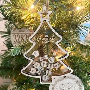 Personalized Christmas Tree Shaker Ornament SVG: Laser Cut Family Keepsake (Glowforge File)