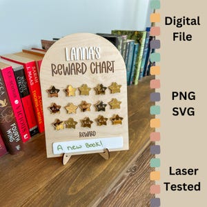 子どもの報酬表 SVG | アーチデザイン | レーザーカットファイル | Glowforge | パーソナライズされた報酬表 | 消去可能な行動トラッカー | モチベーション