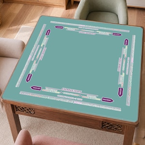 Charleston-mahjongmat met regels of eenvoudig ontwerp | 34 x 34 inch mahjongtafelhoes | Draagbare antislip mahjongmat met draagtas