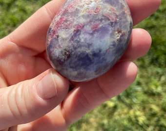 Polished Unicorn Stone-Lepidolite, Pink Tourmaline, Smoky Quartz, Cleavleandite