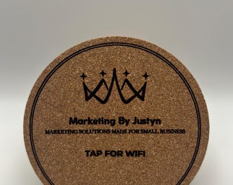 Custom NFC Cork Coaster | Luxury Engraved Cork Coaster | Digital Contact Coaster | Premium Engraved Cork Coaster
