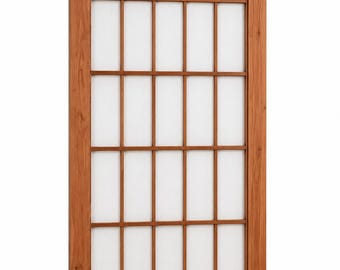 Puerta Shoji japonesa a medida, puerta corredera de madera maciza de cedro rojo, separador de ambientes de celosía artesanal, papel washi importado, acabado en aceite de teca.