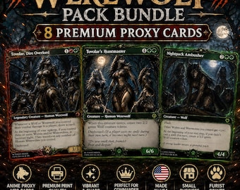 Tovolar Werwolf MTG Anime Waifu Furry Proxy Bundle, 8 Wolf Tribal Commander Karten (Holo-Option)