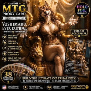 Yoshimaru Ever Faithful Anime Furry MTG Proxy Card, Full Art Borderless (Holo Foil Option)