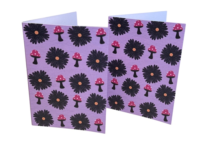 Daisies and Shrooms Blank Folded Recycled Paper Card