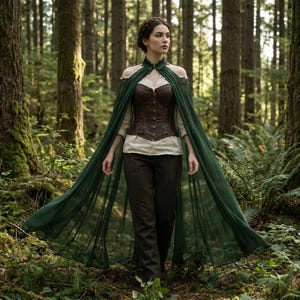 Fairy Chiffon Cape for Women – LARP Costume, Elven Cape, Medieval Cloak, Renaissance Faire Wrap, Fantasy Cape