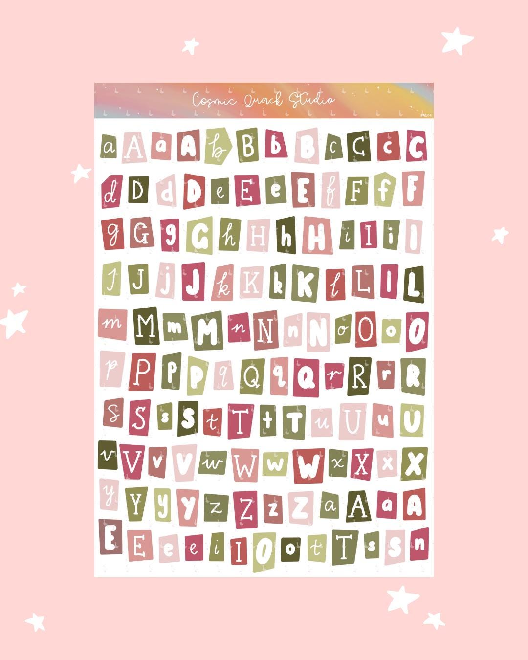 Alphabet Letters Printable Sticker Sheet - Strawberry Moonbeam | Junk ...
