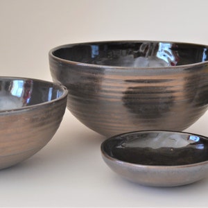 IN STOCK Bronze Clay Nesting Bowls Set of 4,Handmade Bronze Pottery 8th Anniversary Gift,Bronze Clay Bowls,9th Anniversary,19th Anniversary