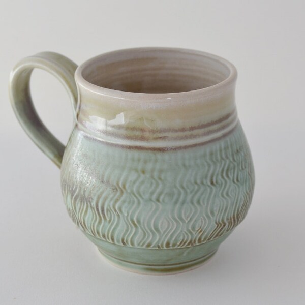 Turquoise Ceramic Mug with Handle for Tea or Coffee, IN STOCK