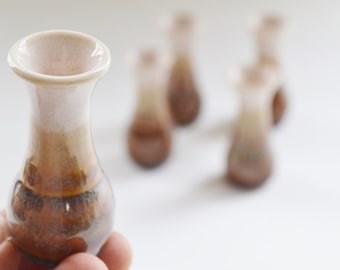 In Stock, Miniature Vase,Miniature Pottery, Cream Brown Stoneware Hand-thrown Tiny Pottery, 2" tall, Stoneware Vase