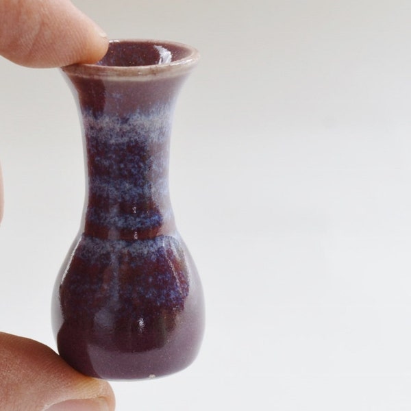 IN STOCK, Purple Burgundy Miniature Vase, Hand-Thrown, Little Stoneware Pot, 2" tall