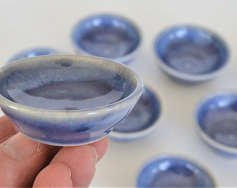 Blue Miniature Bowl, Single Tiny Hand Thrown Bowl, Glazed Stoneware, Little Pottery, Handmade USA, IN STOCK, Wheel Thrown Miniature Pottery