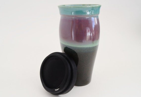 Travel Mug With Silicone Lid and Sleeve, Large Lidded to Go Mug, 24 Oz  Black Green Burgundy Stoneware Mug, Mother's Day Gift - Etsy