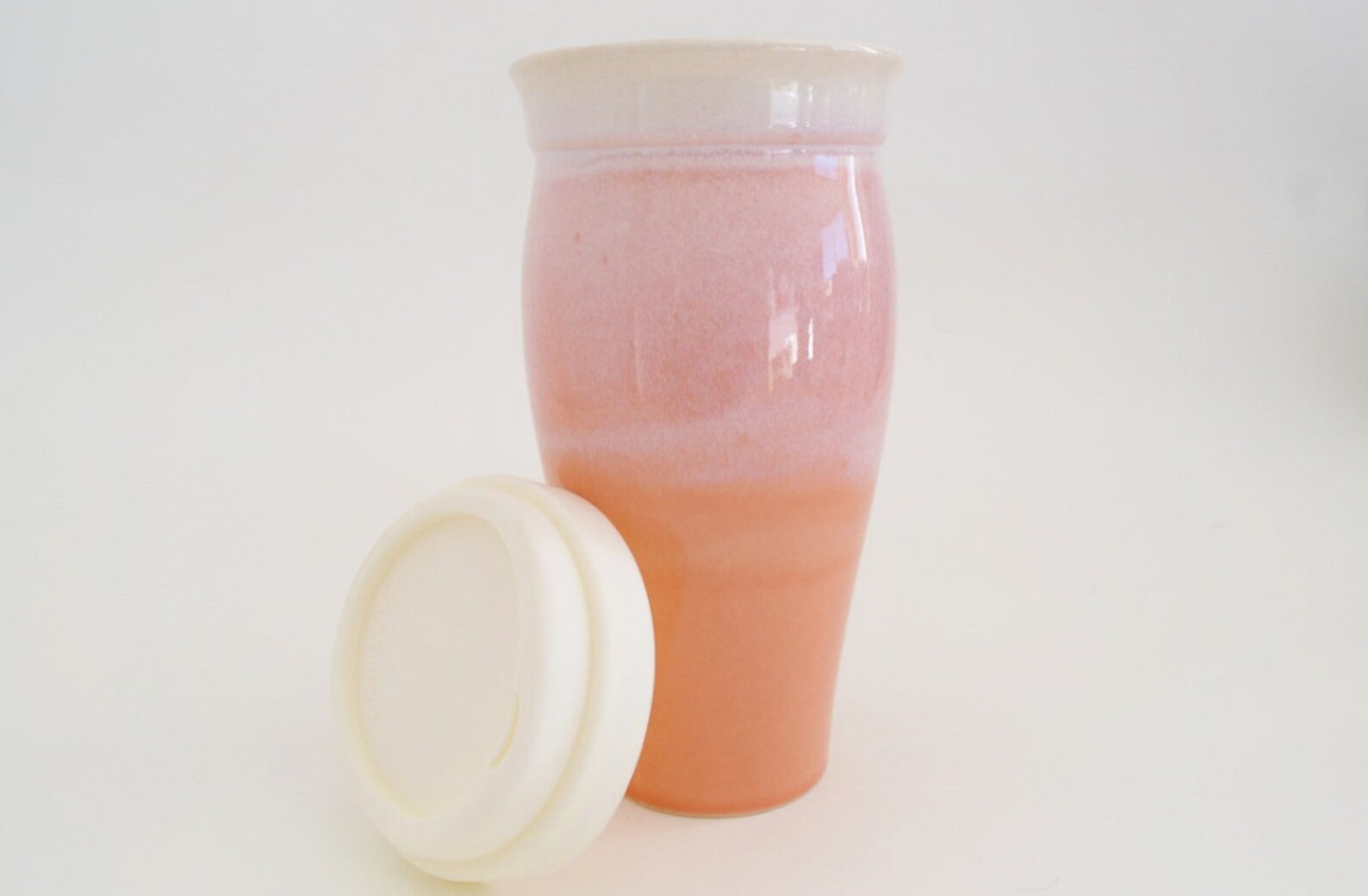 IN STOCK Pink Ceramic Travel Mug With Lid and Tea Infuser Etsy