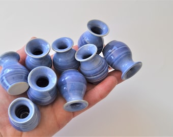 Blue Miniature Vase, Single Hand-Thrown Miniature Pottery, Little Ceramic Pot, 1 1/2" tall, Tiny Vase