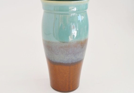 IN STOCK, Large Ceramic Travel Mug With Silicone Lid and Sleeve, Brown  Green Lidded Pottery Mug, 24 Oz Stoneware Coffee Mug, Clay to Go Mug 