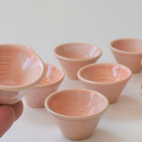 IN STOCK, One Miniature Pink Bowl, Air Plant Pot, Hand-thrown Pink Glazed Small Stoneware Pottery Dish, Handmade Tiny Pottery