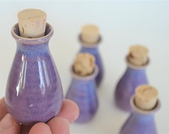 IN STOCK, Pansy Purple Miniature Jar with Cork, Little Hand Thrown Vase,  Stoneware Pot, Tiny Clay Vase, Small Perfume Container, USA Made