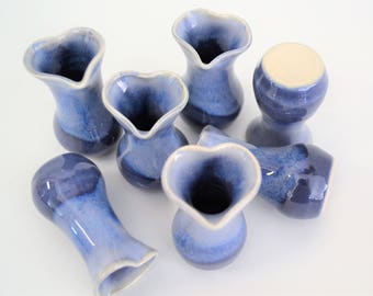 IN STOCK, Blue Miniature Heart Vase, Hand-thrown, Little Bud Vase, Small Pottery,  2 1/2" tall, Tiny Pottery, Valentine's Day Vase