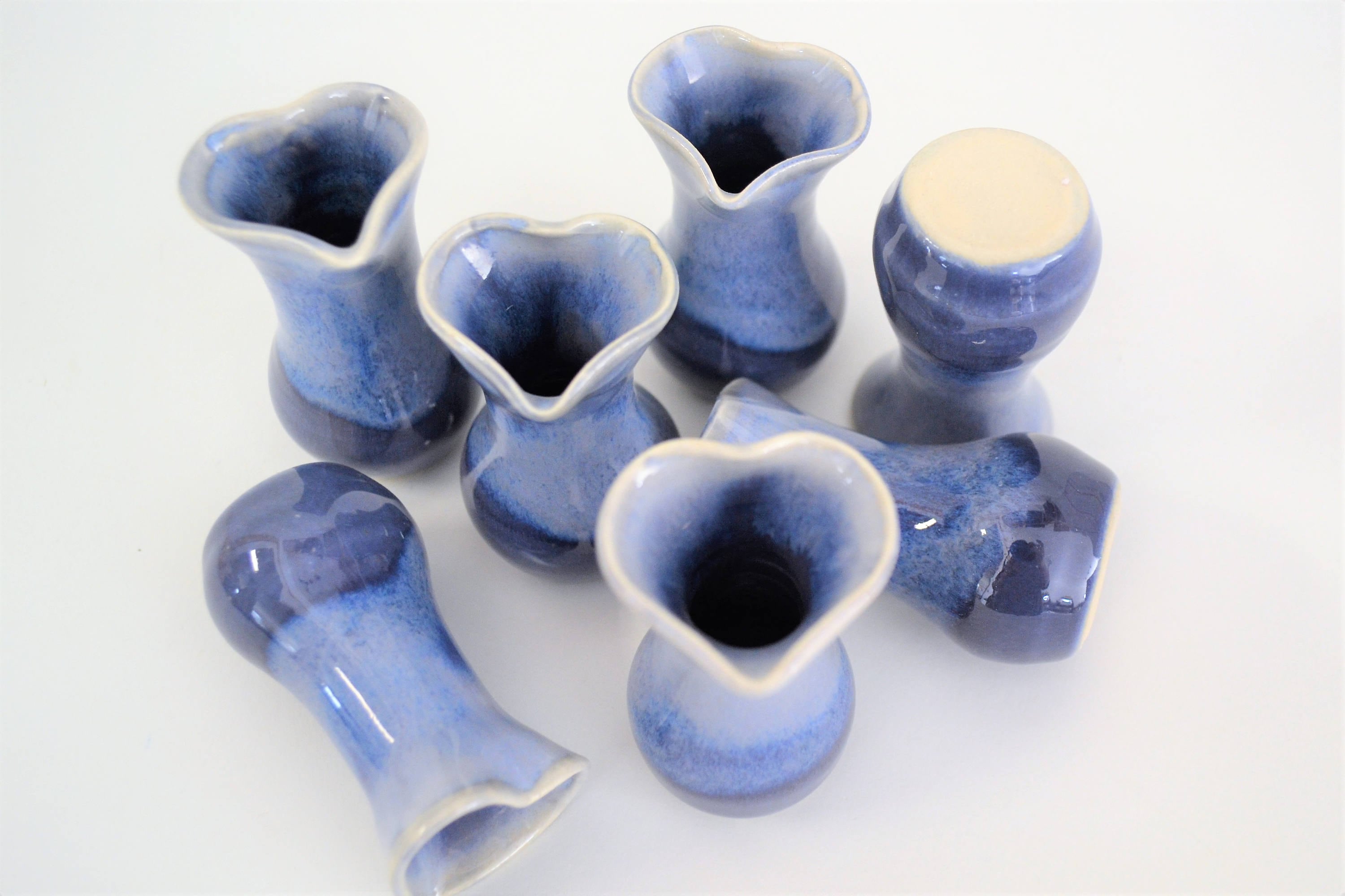 IN STOCK, Valentines Gift, Blue Miniature Heart Vase, Hand-thrown, Li…