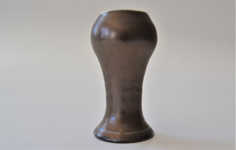 Miniature Bronze Pottery Vase, Single Hand-thrown Tiny Pottery, Bronze Glazed Small Pot, 2 1/4 tall image 4