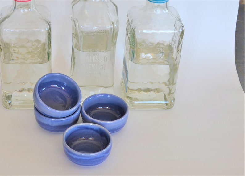 IN STOCK, 4 Mezcal Copitas, Pottery Blue Mezcal Glasses, Shot Glass Set of 4, Holiday Gift, Barware, Tequila Lovers Gift, 2 oz Shot image 2