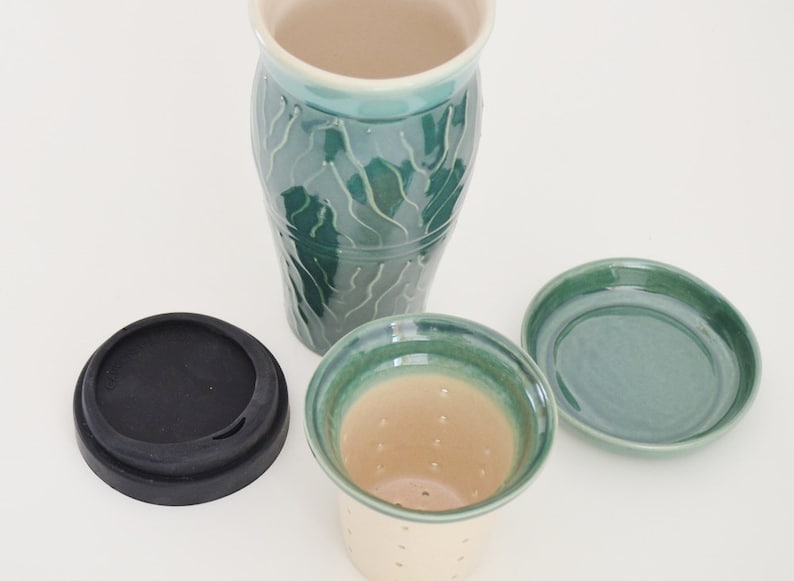 Ceramic Travel Tea Mug With Lid and Infuser IN STOCK Holiday Etsy