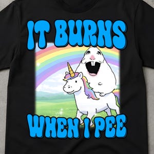„Es brennt beim Pinkeln“-Hamster-Shirt, Lustige, provokante Shirts, T-Shirts mit Erwachsenenhumor, Gen-Z-Meme-Shirt, Shirt mit schwarzem Humor, Skurriles Shirt