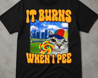 It Burns When I Pee Cat Shirt, Sarcastic T Shirts For Women, Inappropriate Humor, Gen Z Humor Shirt, Weird Shirt, Graphic Tee, Popular Shirt