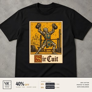 Sir Cuit Shirt, Funny Circuit Training Gym Pun Knight Tee, Medieval Meme Graphic Shirt, Workout Gift, Gym Humor, Cursed Medieval Art Tee