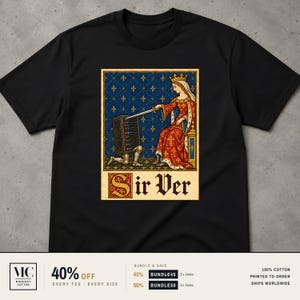 Sir Ver-skjortan, rolig ordvitsriddare, medeltida meme-grafik, sysadmin-IT-gåva, programmerare, teknikhumor, förbannad medeltida konst-skjorta