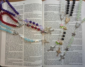 Hand-Strung Glass Bead Rosary with Crucifix Charm – Various Options
