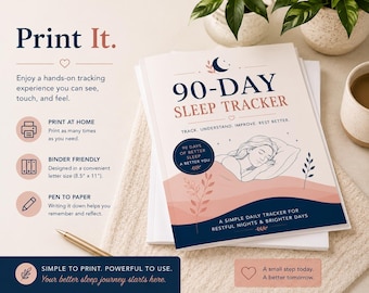 90-Day Sleep Tracker Printable | Women's Sleep Log, Pattern Analysis (PDF Download)