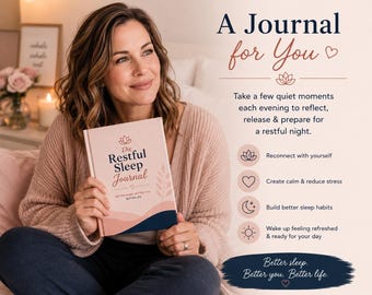 Restful Sleep Journal for Women | Guided Wellness, Self-Care Bedtime Reflection