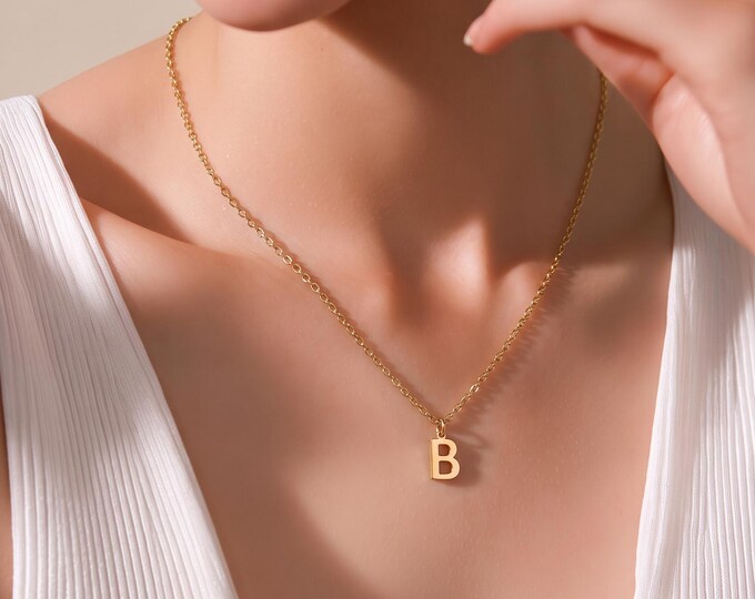 Birthstone Initial Necklace for Her, Dainty Personalized Letter & Month Charm, Anniversary Gift, Birthday Gift