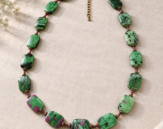 Ruby in Zoisite Necklace with Garnet and Bronze Spacers
