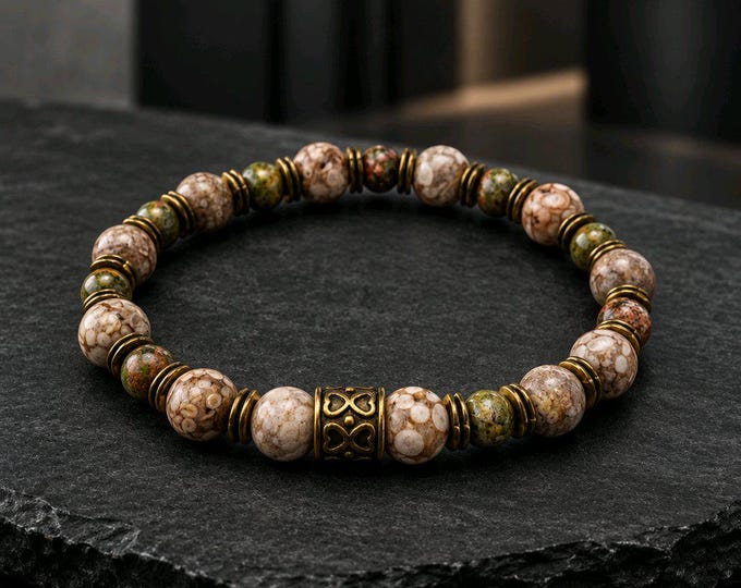 Natural Yellow Okra Stone Stretch Bracelet