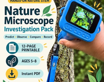 Nature Microscope Investigation Pack, Printable Science and Math Activity for Kids Ages 5-8