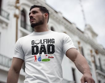 Golfing Dad Shirt: Garment-Dyed Cotton Tee with Golf Icons