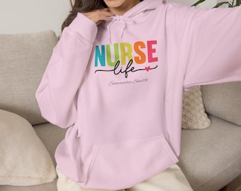 Nurse Life hoodie | Colorful Nurse Typography Sweatshirt