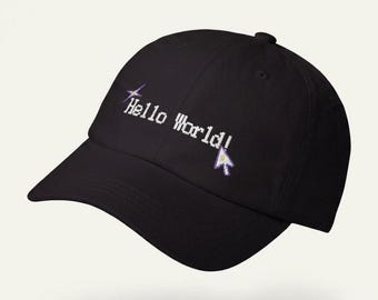 Hello World cursor embroidery Classic Dad Cap | Code Programmer hat