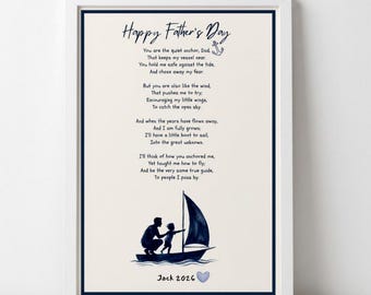 Father's Day Sailor Poem, Editable Print, Keepsake Gift From Kids, Printable Canva Template